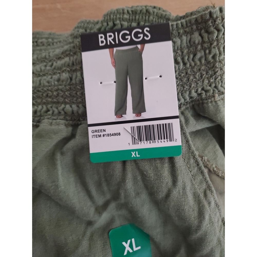 Briggs Women's Linen Blend Pull-On Pants, Green, Size XL - Picture 5 of 5